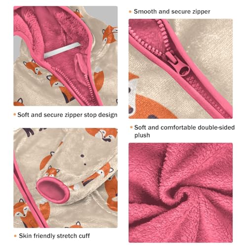 OTVEE Cute Cartoon Fox Animal Kids Hoodie Jacket Fall Spring Full Zip Warm Outwear Coat3