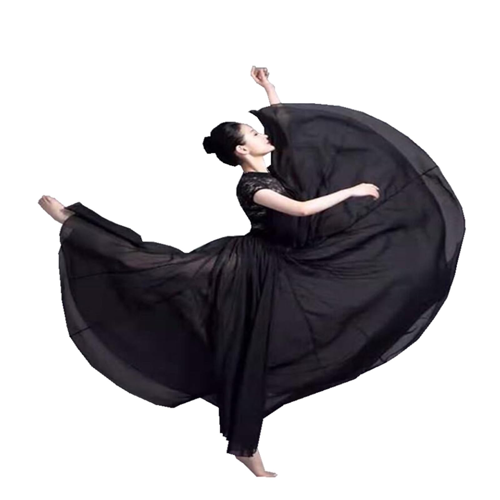 Falda Larga para Danza del Vientre, Disfraz de Danza clásica, Elegante Falda de Gasa para práctica de Danza del Vientre, 720 Grados, con Vuelo, para Ballet Moderno (Blanco, 540 x 8