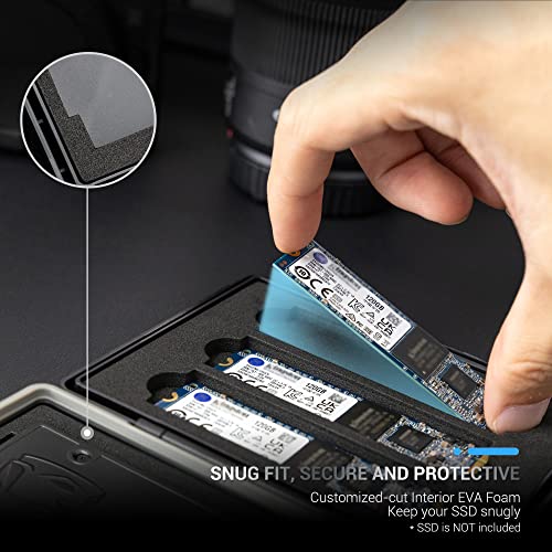 Image of Hard Drive Case for M.2 2280 2260 2240 2242 2230 x 3 and 2.5 inch SSD x 1, M.2 NVMe 2280 Water Resistant and Shockproof SSD Carrying Case
