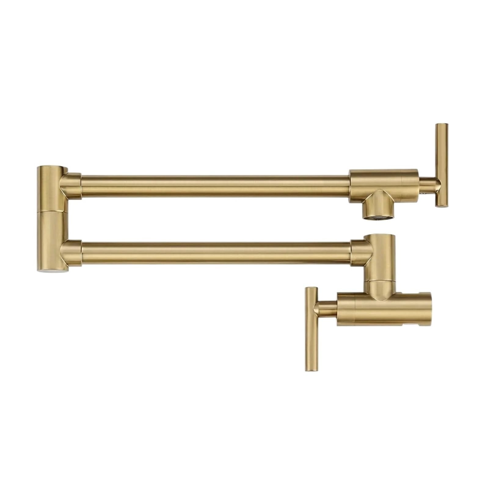ZQFHSX Pot Filler Folding Faucet, Stretchable Double Joint Swing Arm Wall Mount Brass Kitchen Faucet for Most Scenarios