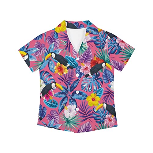Cool Hawaiian Shirt for Girls Boys Teens Casual Beach T-Shirt Button Down Shirt Tops