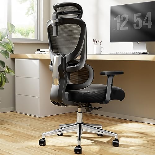 Ergonomic Marsail Office and Gaming Chair with Adjustable Lumbar Support and Headrest, Black