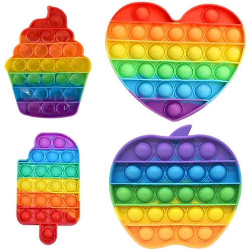 4 Piezas Bubble Push Pop Fidget Toy Juguete Sensorial Único Compresivo Alivio de la Ansiedad Multicolor Regalo de Cumpleaños y Navidad para Adultos y Niños