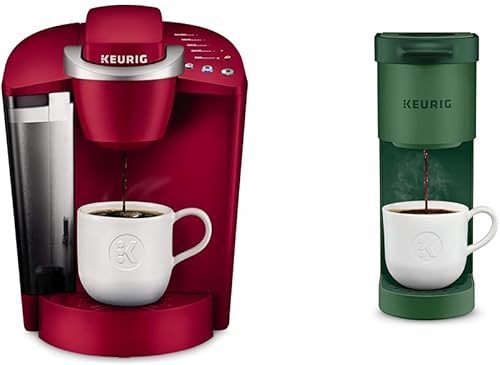 Keurig K-Classic - Cafetera de cápsulas K-Cup de una sola porción, ruibarbo y K-Mini, cafetera de una sola porción, color verde perenne