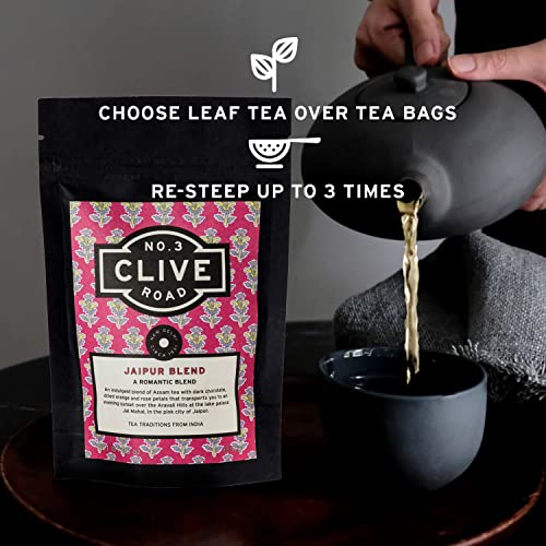 Image of Clive Road Chocolate Tea - 30+ Cups, Delicious Dessert Tea for Lovers, 100% Natural ~ Cocoa, Rose Petals & Oranges, No added Sugar, Brew as Hot or Iced, 50 g