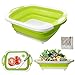 Gintan 3 in 1 Tagliere Pieghevole Multifunzione Tagliere da Cucina con Colino e Asciugamano Lavello Pieghevole Cestello di Scarico per Verdura e Frutta Cestello Pieghevole(Verde)
