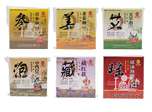 6 Favors of Foot Reflexology Chinese medicine foot bath powder kits cold blood (Wormwood, Ginger, Saffron,Chinese Herbs, Yao Herbs, Genseng)