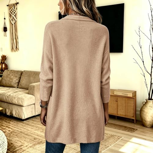 Long Cardigans for Women Brushed Long Sleeve Open Front Coat with Pockets - image 2