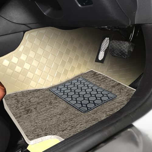 Image of Accessories 9D Luxurious Car Floor Mats Only Compatible with Mahindra 7XO (7 Seater) 2026 |100% Waterproof & Washable | Luxury 9D Car Foot Mats - Beige Beige