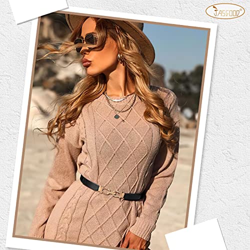 JASGOOD 2 Pack Women Thin Skinny Waist Belt for Women Elastic Stretch White Belt for Dress Pants2