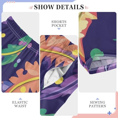 ZZXXB Colorful Feathers Boys Long Pants Soft Trousers Elastic Waist Kids Lounge Bottoms with Pockets S-XL4