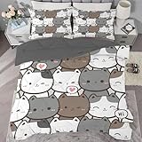 Bettdecke 135x200 Cartoon-Katze Steppdecke 135x200 Tiere 4 Jahreszeiten Bettdecken mit 2...