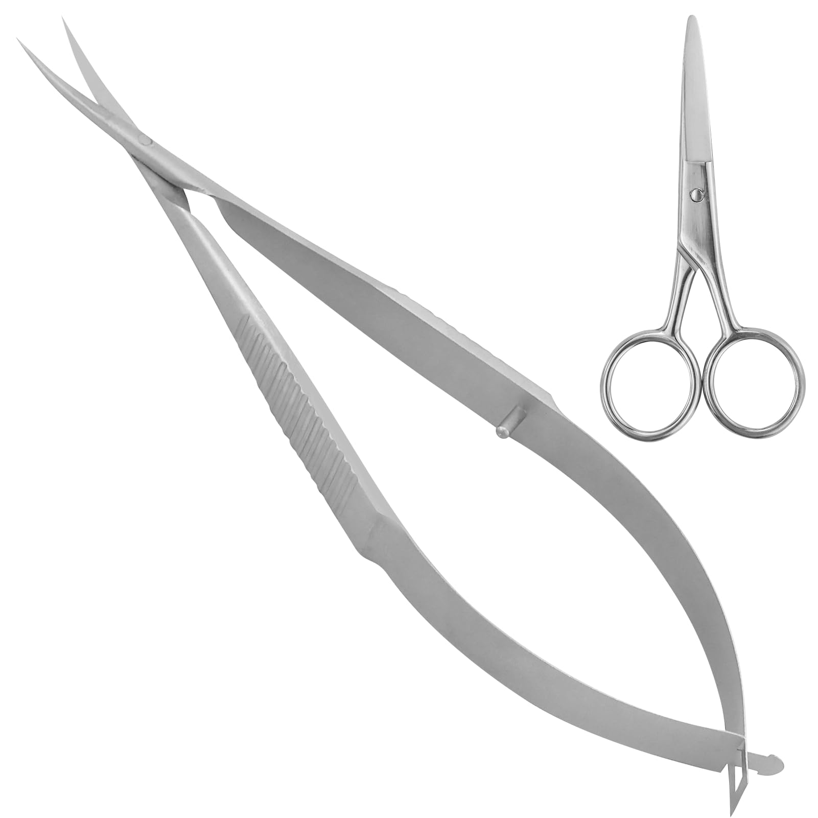 Tijeras para cutículas extra finas y curvas, profesionales, precisas, puntiagudas, para cejas, pestañas, uñas y piel seca, con 1 pieza de tijeras pequeñas