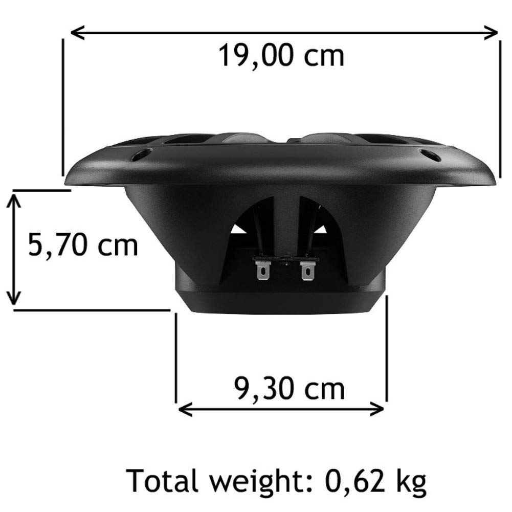2 altavoces compatible con BOSS AUDIO SYSTEMS MR6B marino de doble cono 6.5" 16.50 cm 165 mm 90 vatios rms 180 vatios máx waterproof negro, por par + 5 sticker gratis