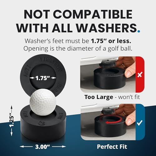Anti Vibration Pads for Washing Machine with Tank Tread Grip - 4 Pack + Level - Fits Most Round Feet up to 1.75β - Stops Washer Dryer from Moving - Rubber Antivibration Stabilizer for Leveling Washer - 1