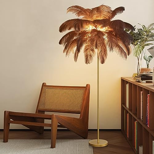 Lámpara de pie de plumas KKXXYQFC elegante para iluminar tu sala de estar y crear un hogar cálido