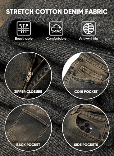 Image of JMIERR Men's Baggy Y2K Jeans Stretch Loose Fit Wide Leg Denim Pants | 5 Pockets, Oversized Casual Trousers, Vintage Relaxed wash, Breathable Cotton Blend，Hip Hop, Skater Streetwear, All-Season