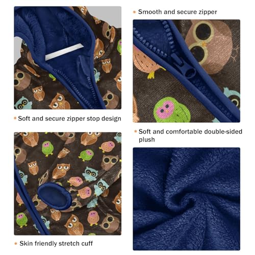 Owls Attempt To Fly Girls Fleece Jacket Girls Fall Jacket Girls Zip Up Hoodie Girls Sherpa Jacket 2-10T3