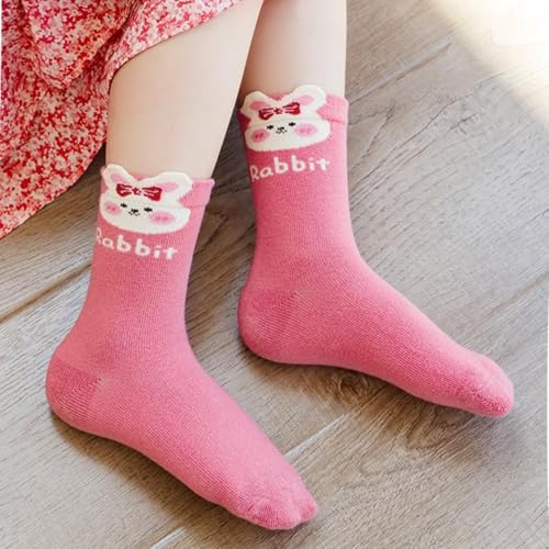 5 Pairs girls socks, socks for girls, kids socks, Cute Pink Rabbit Socks autumn4