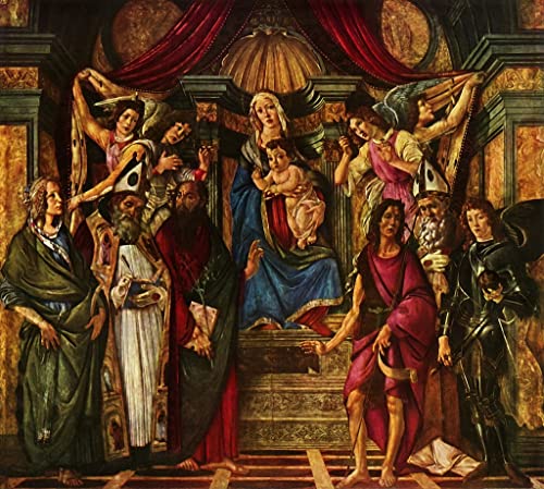 Tableau Sandro Botticelli vintage 60x90cm de La Dame intronisée pour décor mural
