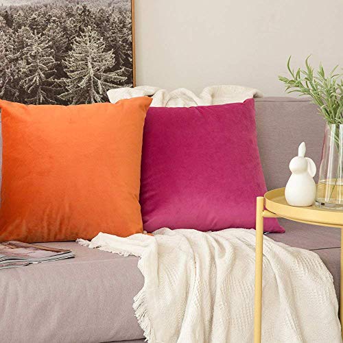 Image of Khooti Velvet Cushion Cover Pack of 1-28 inch x 28 inch / 71 x 71 cm - Pink - Soft Pillow Covers Cushion Case for Sofa Bedroom Livingroom Chair Car, Cushion Cover