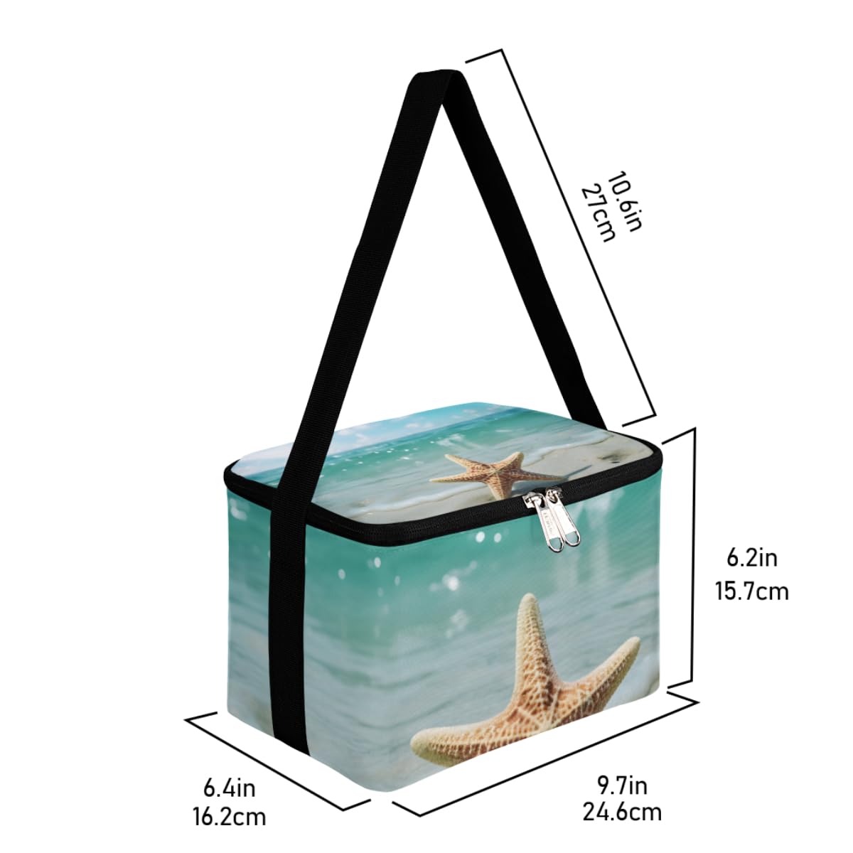 GzLeyigou Lunch Bags for Women Men 9 Cans,Starfish Beach Hot & Cold Food Delivery Bag Insulated Grocery Bag Insulated Lunch Box Starfish Cooler Bag for Office Work Picnic Beach