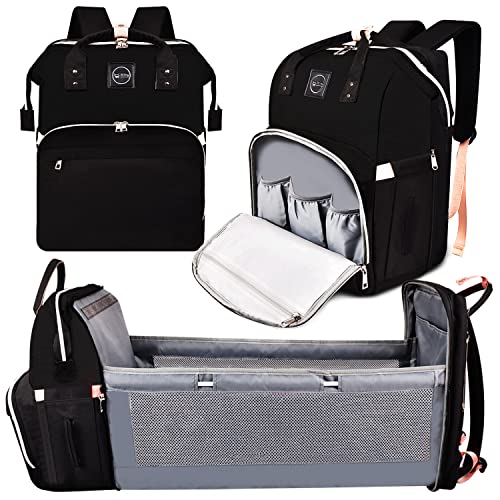 Image of EC CARRY 3 in 1 Diaper Bag Backpack with Changing Station - Large Baby Diaper Bags with bassinet for Boys & Girls - Portable, Spacious & Lightweight Baby Registry Newborn Baby essential Gifts
