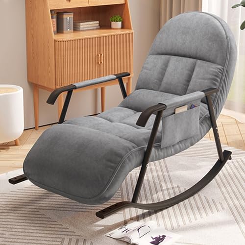 Rocking chair pliable portable gris grand confort pour patio et arrière-cour