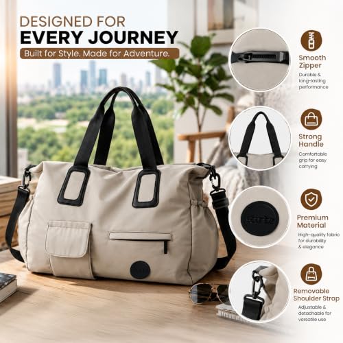 Image of Storite Travel Duffel Bag, Khaki, 42x15x35 cm