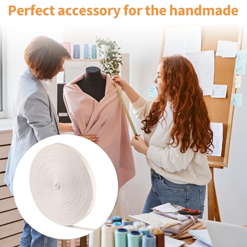 Soft Natural Twill Tape Ribbon Herringbone Webbing Sewing for DIY Craft Making, 100% Cotton Ribbon for Packing Garment Accessories Handmade Seed Tape (Beige) - Thumbnail 7