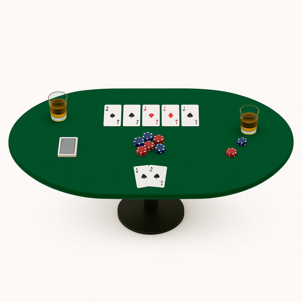 Housse De Table De Poker – Nappe Ronde En Feutre Vert, 36-48 Pouces – Anti-dérapant, Réduit Le Bruit – Look Casino