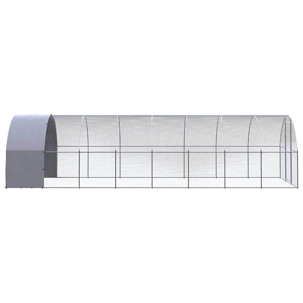 Gallinero exterior 3 x 8 x 2 m de acero galvanizado con techo de polietileno impermeable, resistente recinto para animales pequeños para pollos, patos, conejos, ratones, ratas, hurones, degu