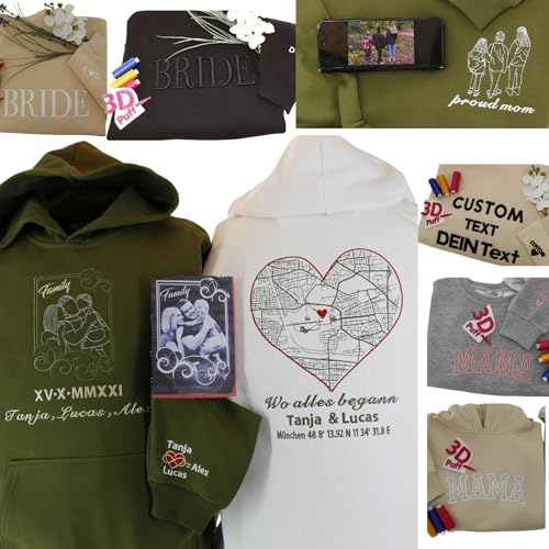 Bestickter Personalisierte Geschenke für Frauen und Männer-Weihnachtspullover-Beste Freundin Geschenke für ihn-jahrestag-Mama-Papa-Foto Geburtstagsgeschenk-Partner Geschenke-oversize damen Hoodie
