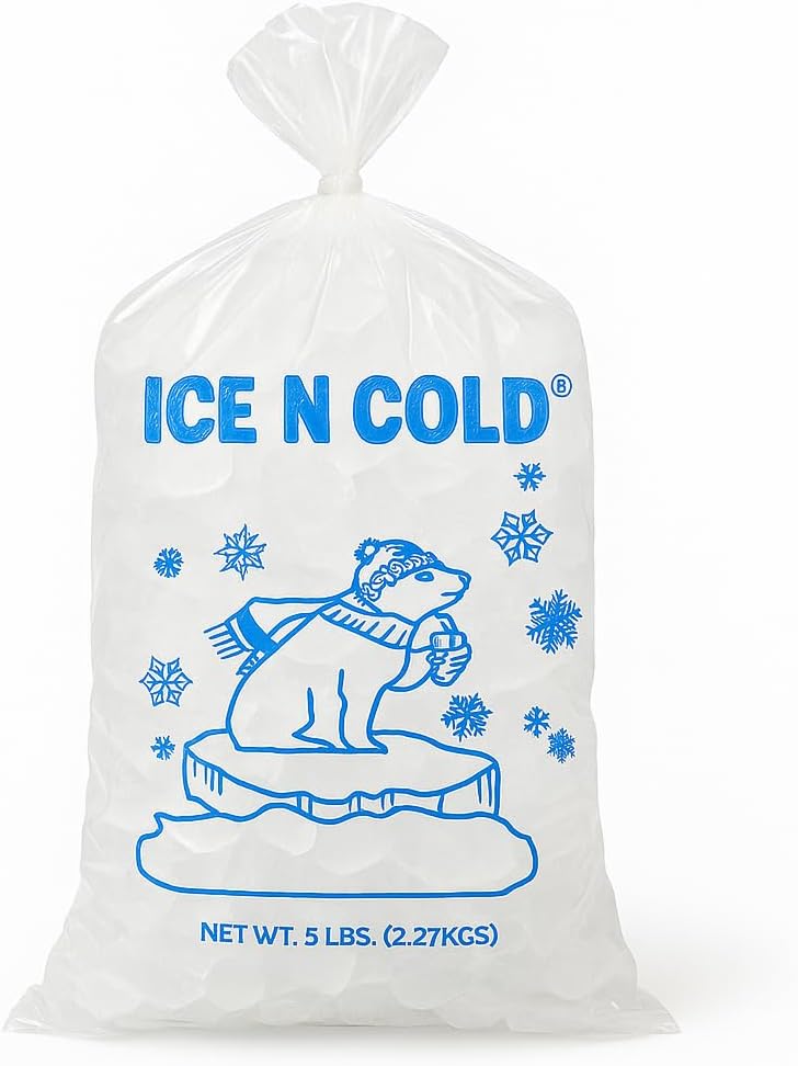 5LB Drawstring Ice Bags | ICE N COLD® | 100 Count Bags