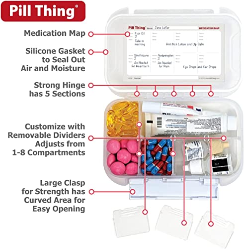 Pill Thing 8 Compartment Large Pill Case With Airtight Seal, Adjustable Dividers thumb #1