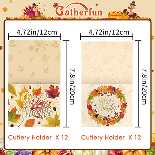 Thanksgiving-Cutlery-Holder-Gold-Foil-with-Give-Thanks-Maple-Leaf-design-Utensil-Holder-for-Autumn-Harvest-Party-Table-Decorations-24-pack-Mix-2-designs Thanksgiving Cutlery Holder Gold Foil with Give Thanks Maple Leaf design Utensil Holder for Autumn Harvest Party Table Decorations 24 pack Mix 2 designs