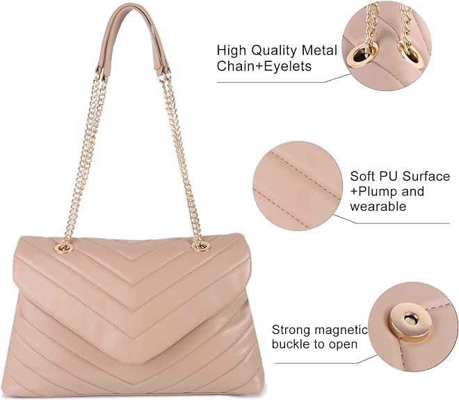 MECOLOR Women’s Fashion Crossbody Bags Lightweight Adjustable Chain Strap Quilted Designer Popular Handbags Shoulder Bag4