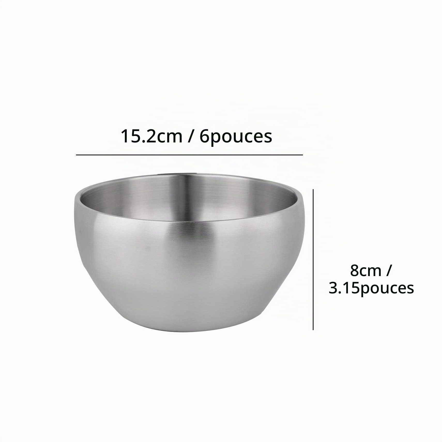IMEEA® Lot de 2 Bols de Service 793,8 g - Bols à Céréales et Soupe en Acier Inoxydable SUS304 Brossé Sans BPA (15 cm)