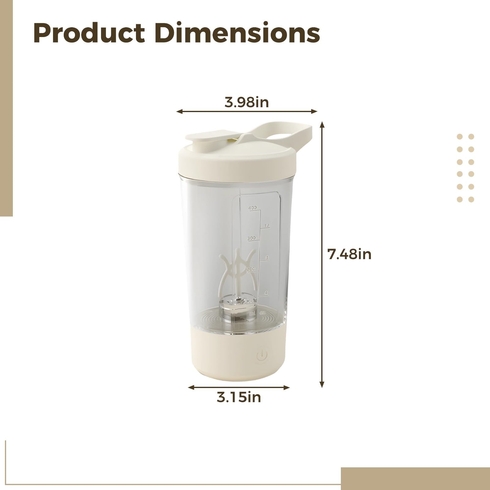 Elektrischer Protein Shaker, Tragbarer Mixerbecher mit Skala, Lebensmittelechte Materialien, Ein-Knopf-Mischung, ideal für Proteinshakes und Pre-Workout-Getränke