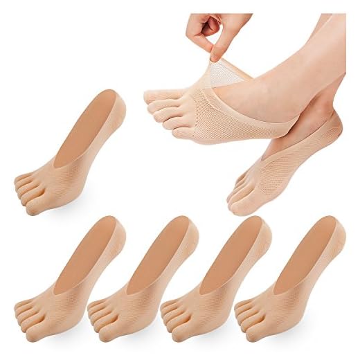 MOAMUN 10/5/2 Pares De Calcetines Dedos Mujer, Calcetines Invisibles Mujer Transpirables y Antideslizantes con Tira De Silicona (FR/ES, Números, 34, 40, Regular, Regular, 5, Piel)
