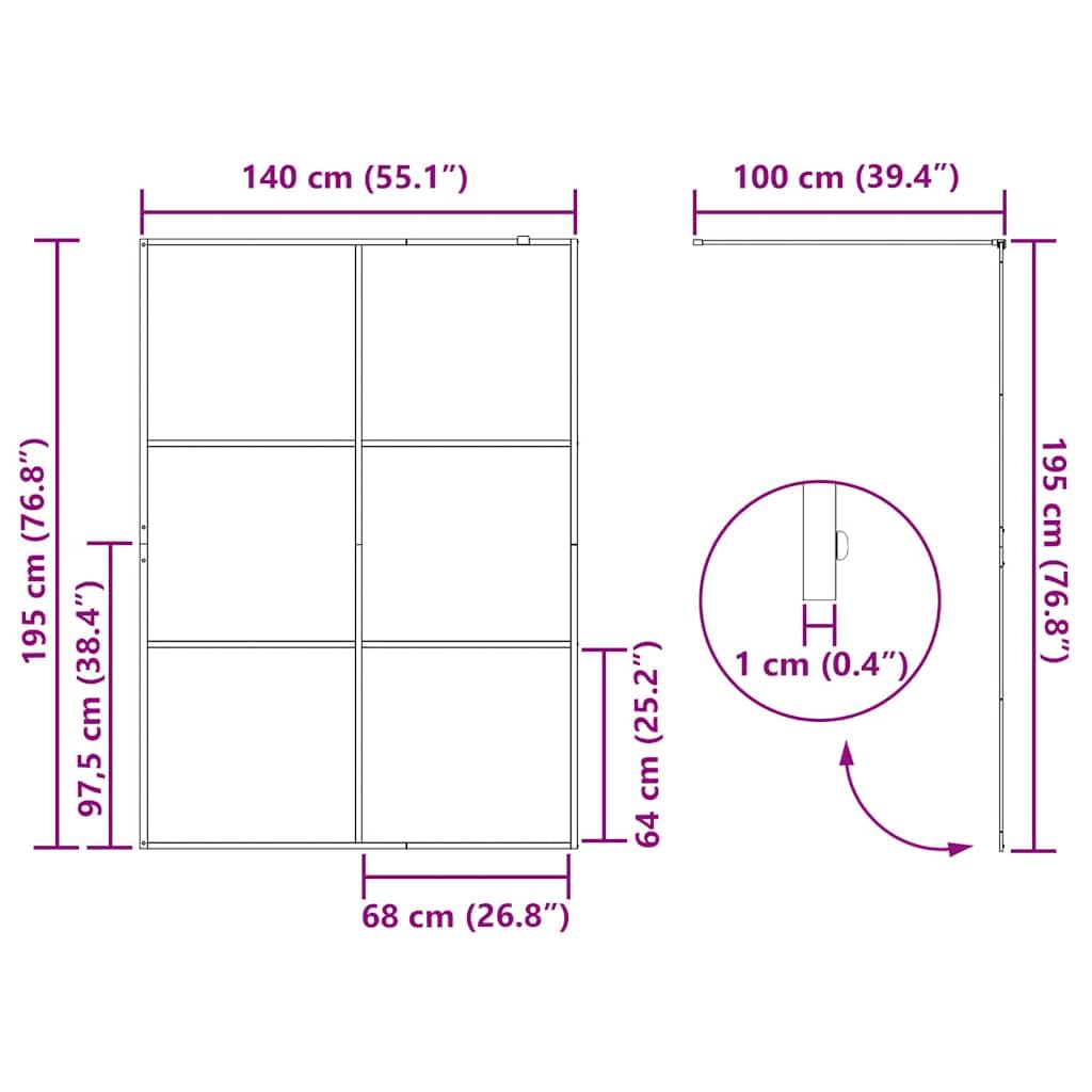 Mampara de ducha de cristal templado transparente, 140 x 195 cm, marco de aluminio de seguridad de 5 mm, perfil ajustable Walk In para renovación