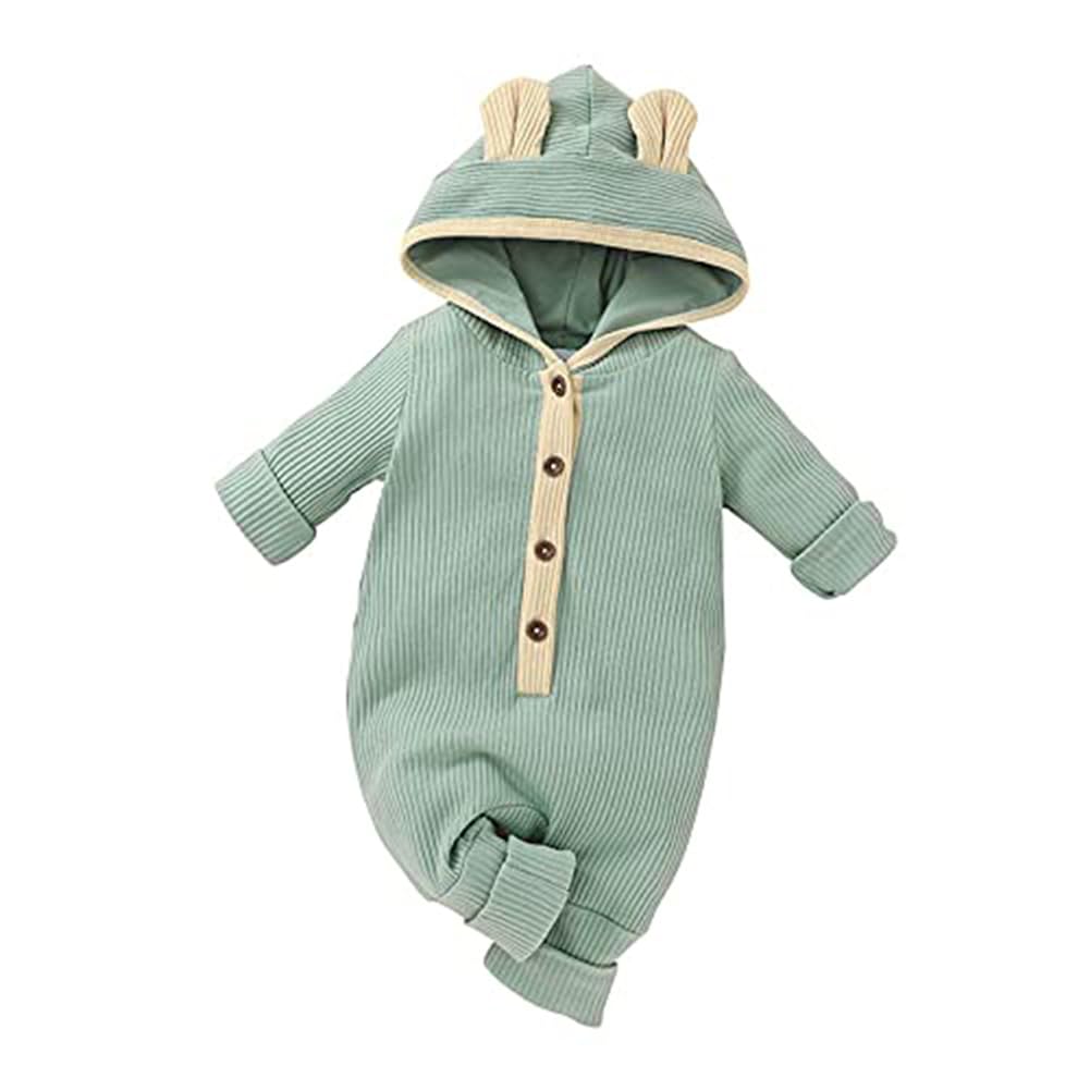 Thorn Tree Newborn Baby Girl Boy Hooded Romper Unisex Baby Knitted Jumpsuit Infant Kids Solid Outfits Baby Girl Boy Jumpsuit