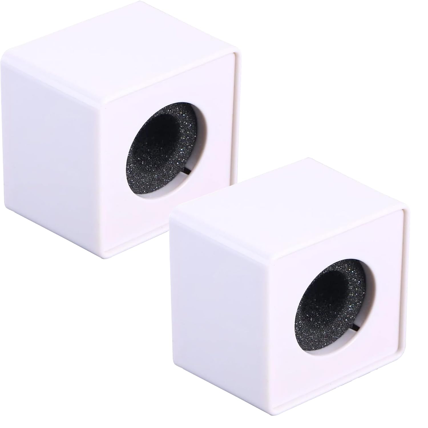 Square Microphone Logo Station – Customizable Mic Flag Display Stand for Interviews, Podcasts, Broadcasting, Vlogging – White ABS Plastic with Foam Insert (pack of 2)-picture-20