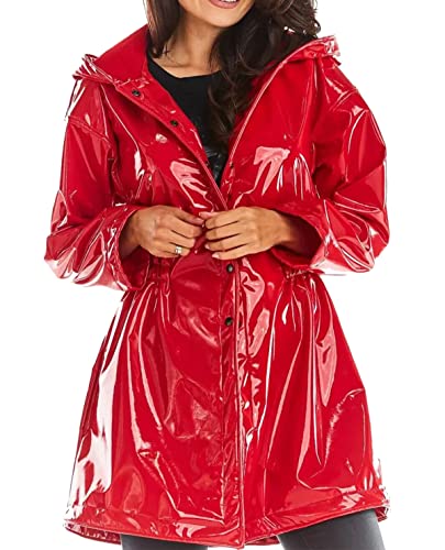 PVC Jacket Women Sexy Windbreaker Trench Active Outdoor Coat Clothing