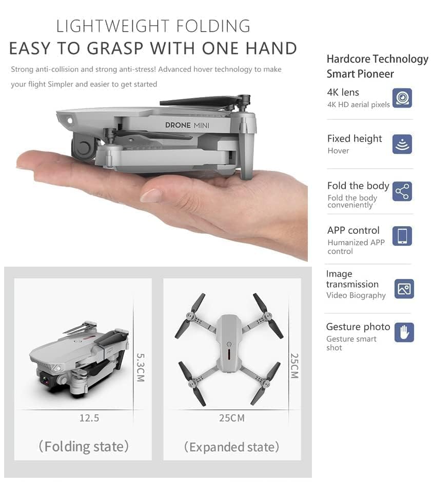 Image of Skyheaven-Drone-with-4K-Camera-WiFi-FPV-1080P-HD-Dual-Foldable-RC-Drone-Altitude-Hold-Headless-Mode-Visual-Positioning-Auto-Return-App-Control-Multicolor-Dr-14 (DK9)