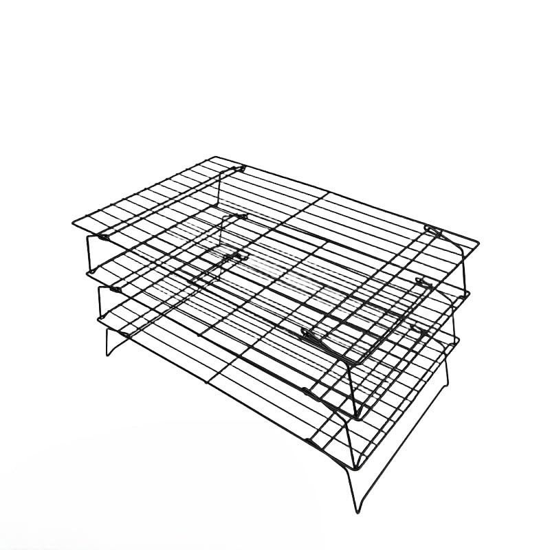 (Black) Cooling Rack for Baking 3 Tiers, Cookie Cooling Wire Rack Stackable Collapsible Nonstick, Stainless Steel Baking Cooking Cooling Racks with Optimum Air Flow