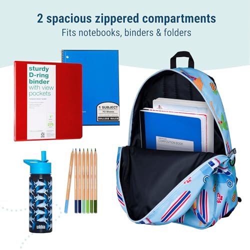 Image of Wildkin 15 Inch Backpack for Kids, Surf Shack | Ages 5-10, padded straps, side water bottle pocket - coordinates with matching Wildkin lunch boxes
