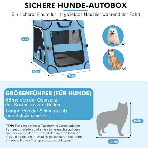 Snagle Paw Faltbare Transportbox,Stabiler Transportbox Hund Rückbank mit Kopfstützen-Gurt, Metallrahmen Reisebox für die Autorückbank für Mittel/große Hunde, Hundebox Mit Netztüren & Weiche Polsterung