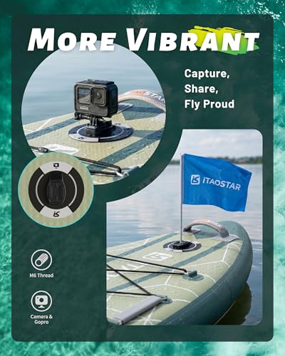 Image of iTAOSTAR City Park 12'x35 inch Extra Wide Paddle Board with Seat, One-Stop Premium SUP Board Gears, Tailored 5 Fins, Stable Inflatable Stand Up Paddle Boards for Youth of All Levels