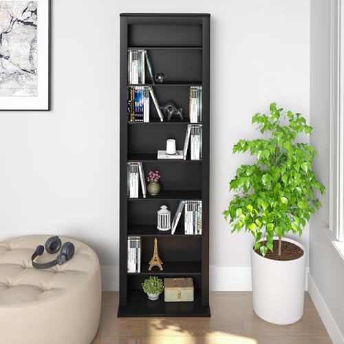 Image of Prepac Narrow Cabinet Media Storage, Slim Barrister Tower, Black